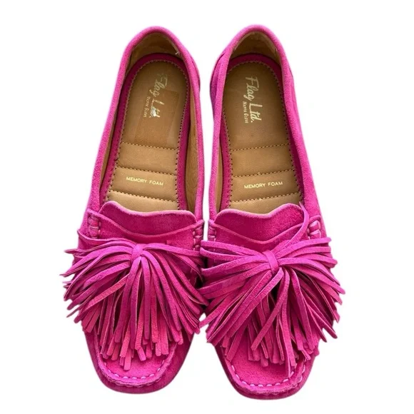 FLAG LTD Pink Fringe Loafers SIZE 7.5 - Picture 14 of 14